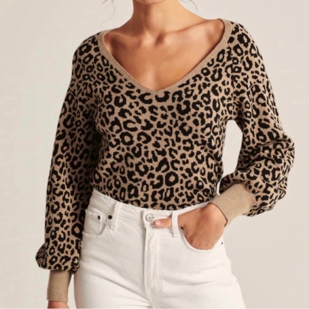 NWT: Abercrombie Leopard V-Neck Sweater